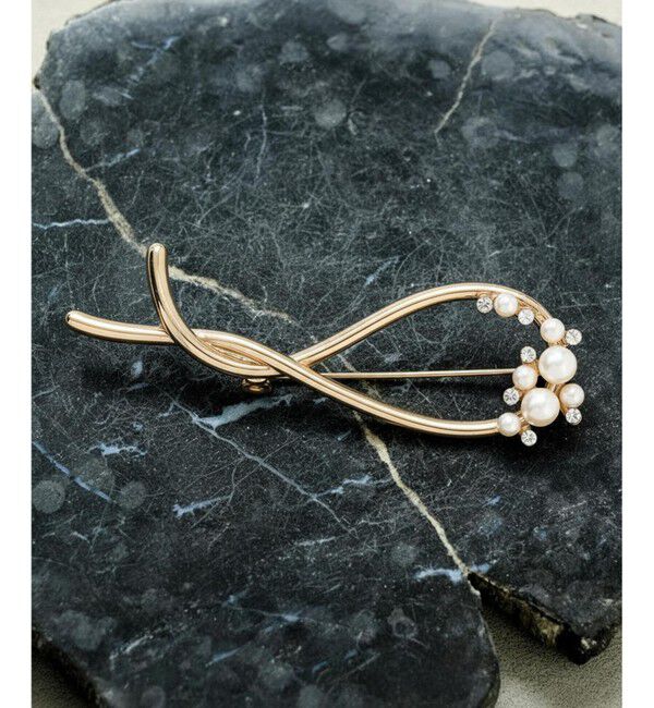 【エニィスィス/ANY SIS】 パール調ツイスト ブローチ