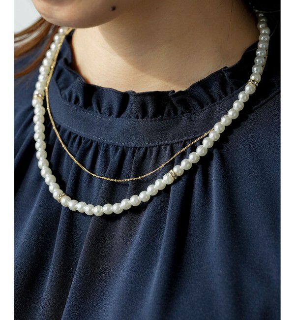 【エニィスィス/ANY SIS】 2連パール調チェーン ネックレス