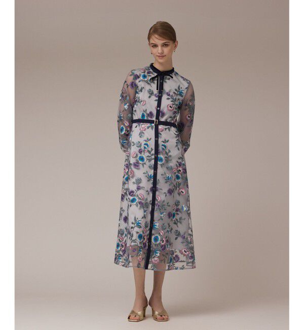 【グレースコンチネンタル/GRACE CONTINENTAL】 マルチ刺繍フレアワンピース