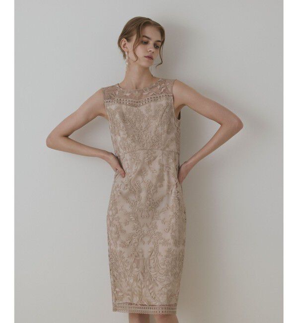 【グレースコンチネンタル/GRACE CONTINENTAL】 コ−ド刺繍タイトドレス