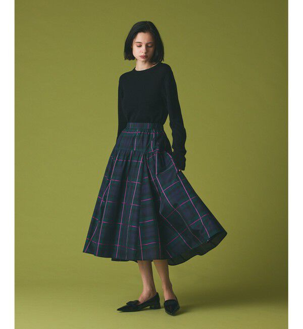 【グレースコンチネンタル/GRACE CONTINENTAL】 シルクブラックウォッチスカート