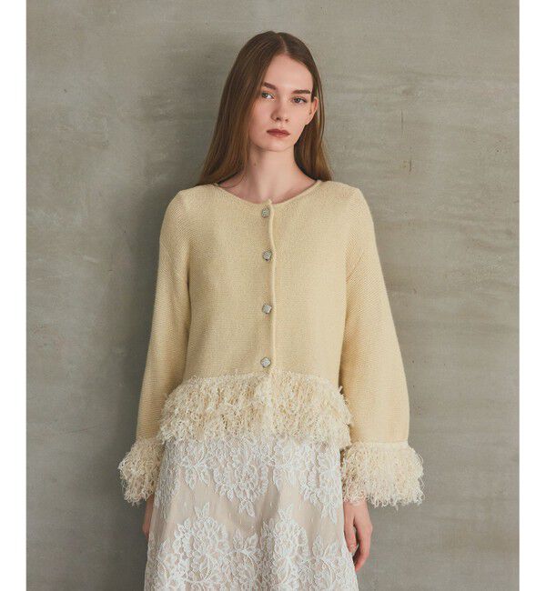 ファッションメンズお薦め|【グレースコンチネンタル/GRACE CONTINENTAL】 ラメフェザーフリンジカーディガン