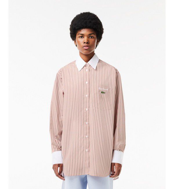 【ラコステ/LACOSTE】 ストライプクレリックシャツ