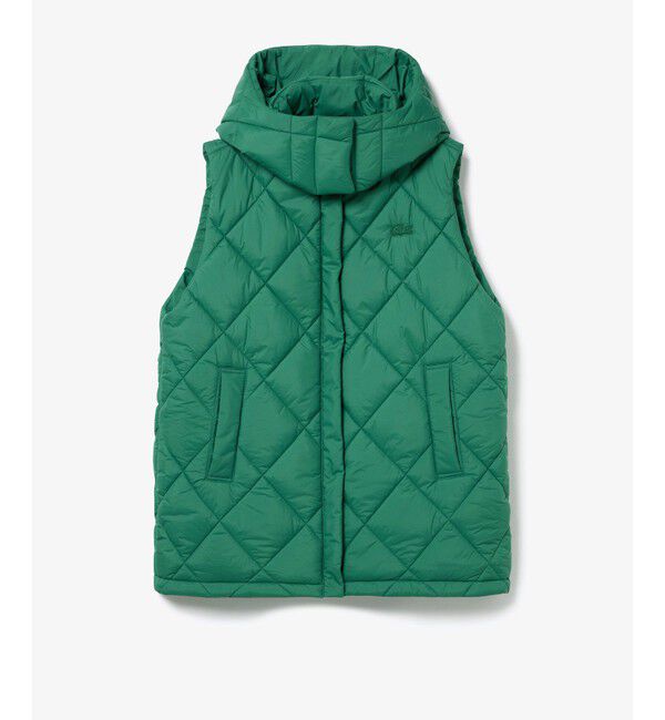 【ラコステ/LACOSTE】 撥水 ボリュームスタンドネック キルティングベスト / 2WAY フード取り外し可