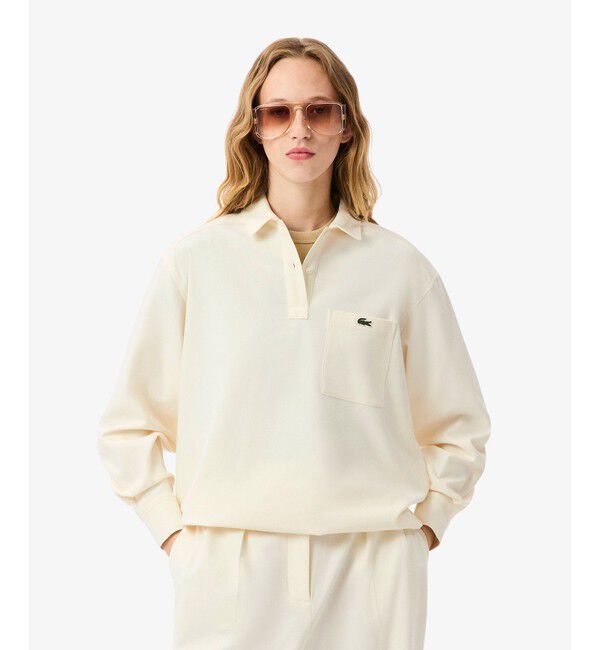 【ラコステ/LACOSTE】 オーバーサイズハーフボタン ストレッチフランネルシャツ