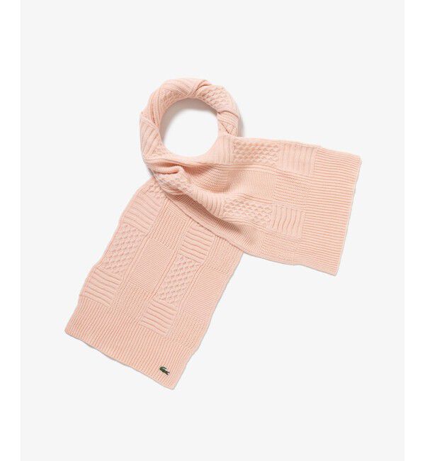 【ラコステ/LACOSTE】 アラン柄ブレンドウールニットマフラー