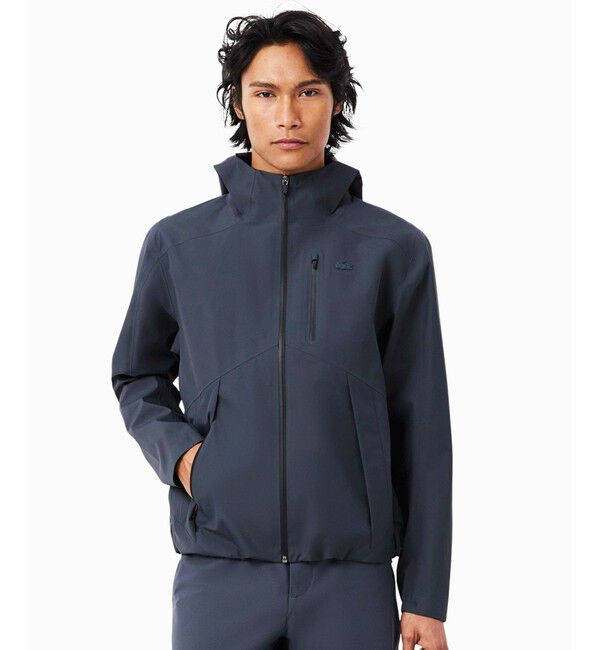 メンズファッションオススメ|【ラコステ/LACOSTE】 撥水 防風 透湿 3レイヤー 止水ジップ 軽量フーデッドジャケット