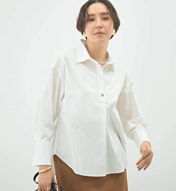 【ノーリーズ/NOLLEY'S】 ウォッシャブルブロードメタル釦スキッパーシャツ