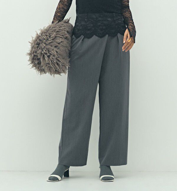 【ノーリーズ/NOLLEY'S】 ウォッシャブルピーチツイルラップワイドパンツ