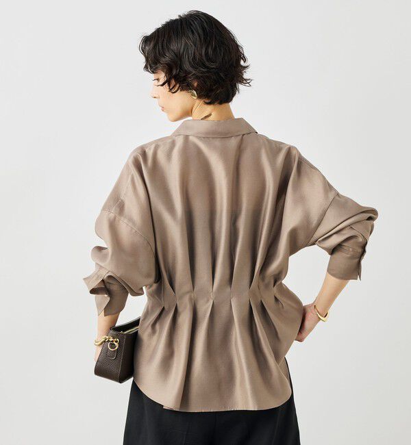 【ノーリーズ/NOLLEY'S】 ウォッシャブルパール釦スキッパータックブラウス