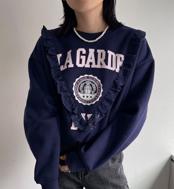 【フレディアンドグロスター/FREDY&GLOSTER】 レース切替両面起毛スウェットプルオーバー