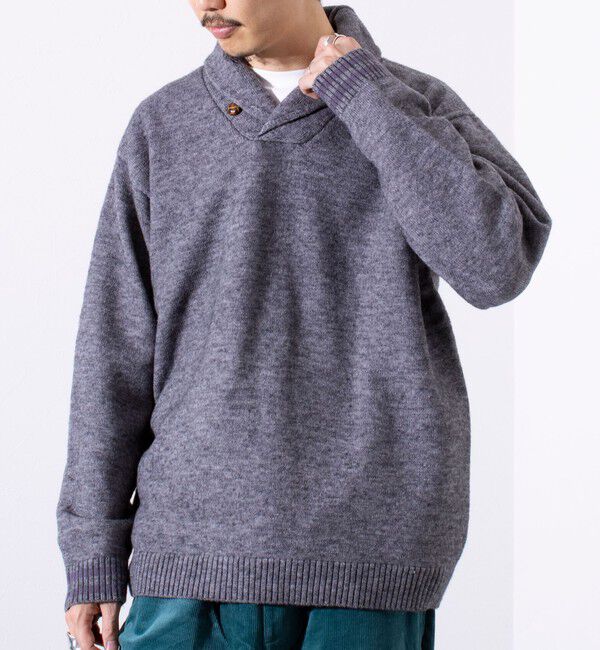【フレディアンドグロスター/FREDY&GLOSTER】 【GLOSTER/グロスター】ショールカラー くるみボタン 袖ライン プルオーバーニット 