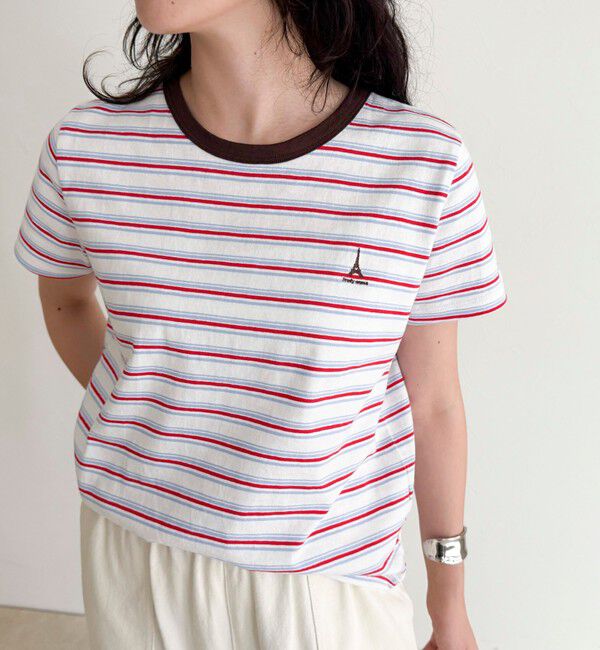 ファッションメンズなら|【フレディアンドグロスター/FREDY&GLOSTER】 ボーダー/無地ワンポイントロゴコンパクトTシャツ