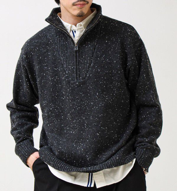 【フレディアンドグロスター/FREDY&GLOSTER】 【冬の大人レイヤードに】ネップハーフジッププルオーバー