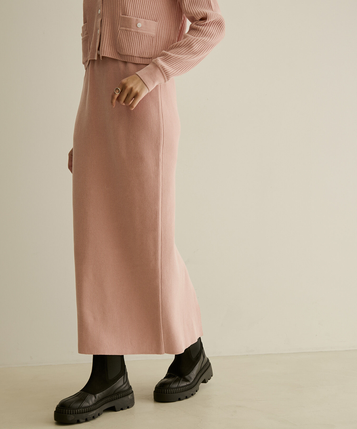 【サロン　アダム　エ　ロペ/SALON adam et rope’】 【極上の肌ざわり】リブタイトスカート-CreamyCotton /クリーミーコットン-