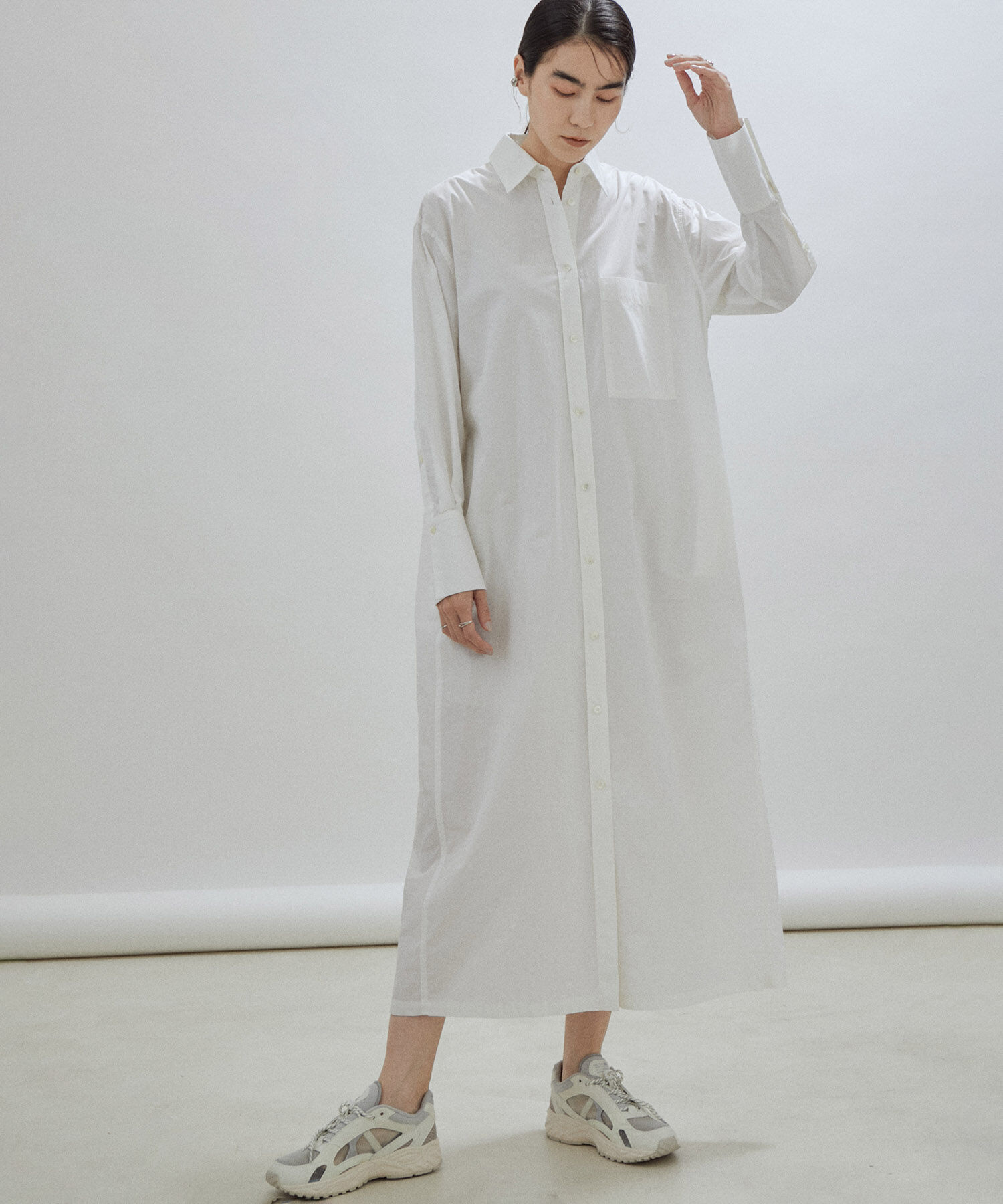 【サロン　アダム　エ　ロペ/SALON adam et rope’】 【NIPPON CULTURE】タイプライターロングシャツワンピース/無地・ストライプ