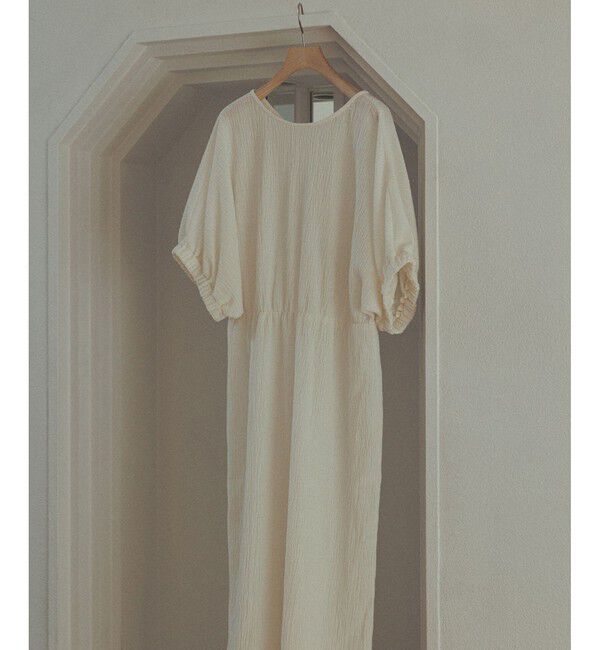 【サロン　アダム　エ　ロペ/SALON adam et rope’】 ヘンプコットンバックVネックワンピース［ドライタッチ・洗える］
