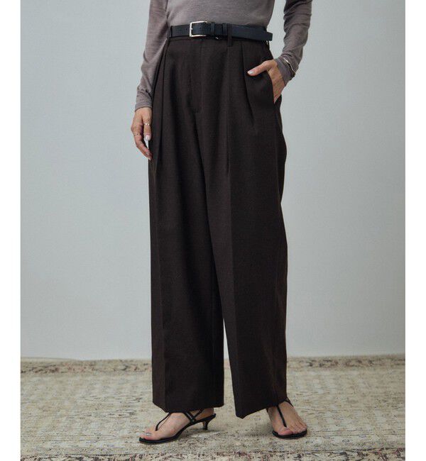 【サロン　アダム　エ　ロペ/SALON adam et rope’】 ウールタックワイドパンツ / セットアップ対応