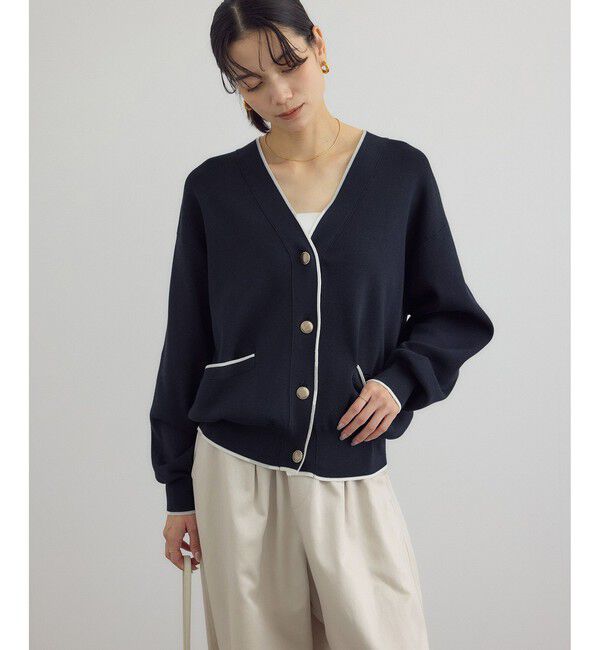 【サロン　アダム　エ　ロペ/SALON adam et rope’】 【WEB限定】メタルボタンスウェットライクラインカーディガン 3