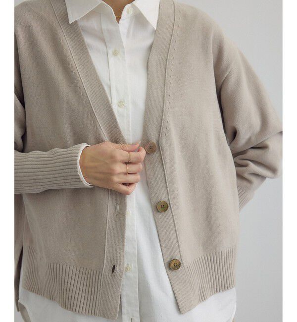 【サロン　アダム　エ　ロペ/SALON adam et rope’】 Vネックカーディガン-CreamyCotton /クリーミーコットン-