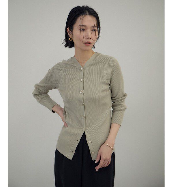 【サロン　アダム　エ　ロペ/SALON adam et rope’】 シルクリブVネックカーディガン