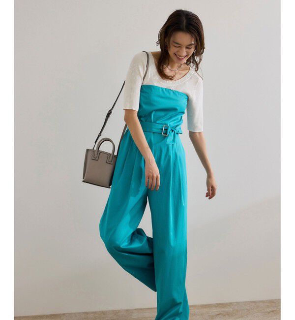 【ロペ/ROPE’】 コットンサテンオールインワン/洗える