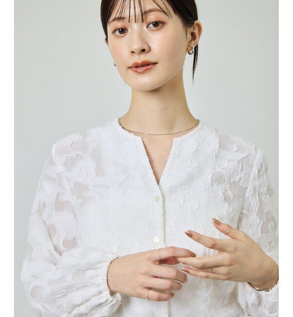 【ロペ/ROPE’】 ペプラムジャガードブラウス/イージーケア