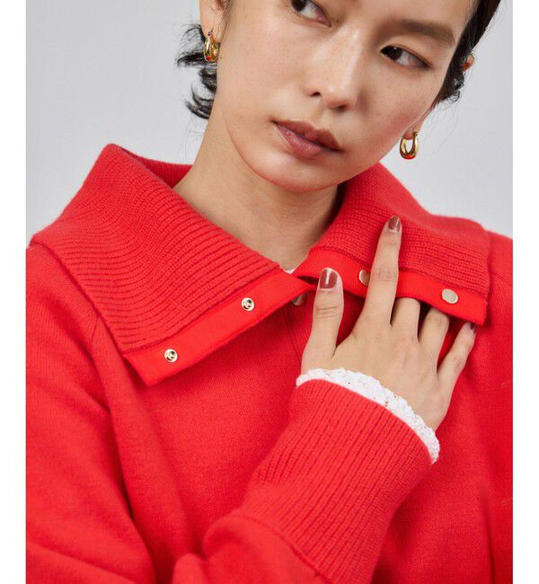 【ロペ/ROPE’】 接結ウールドットボタンハイネックニット/イージーケア