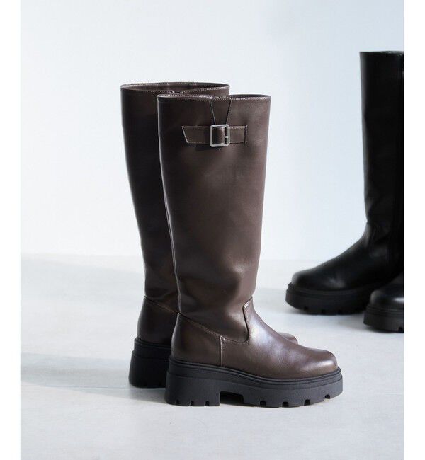 【ビス/VIS】 サイドバックルタンクソールロングブーツ