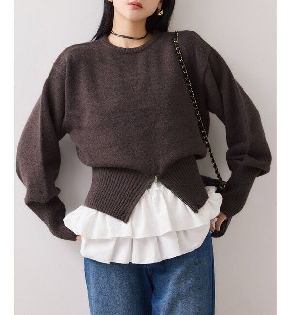 【ビス/VIS】 【WEB限定】裾ジップニットプルオーバー