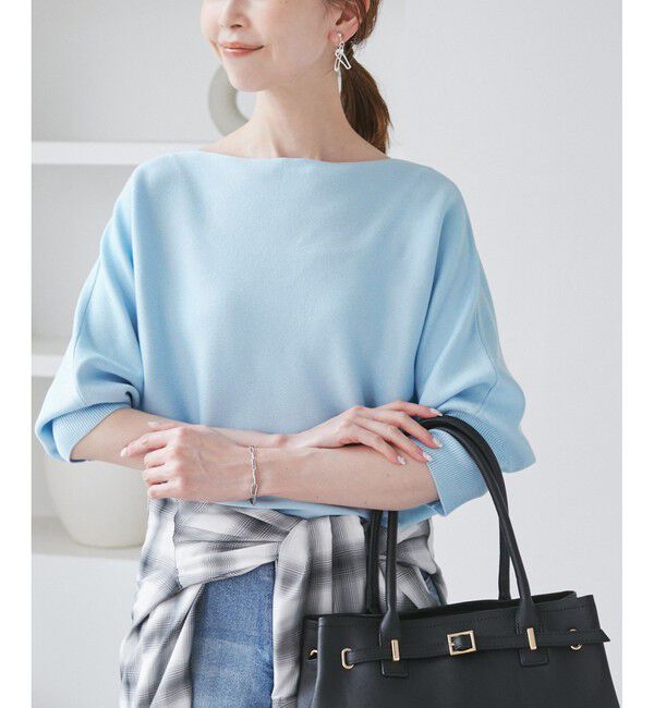 【ロペピクニック/ROPE' PICNIC】 ラメ混ドルマン7分袖ニット