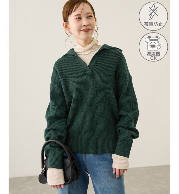 【ロペピクニック/ROPE' PICNIC】 スキッパーポロニットプルオーバー/イージーケア