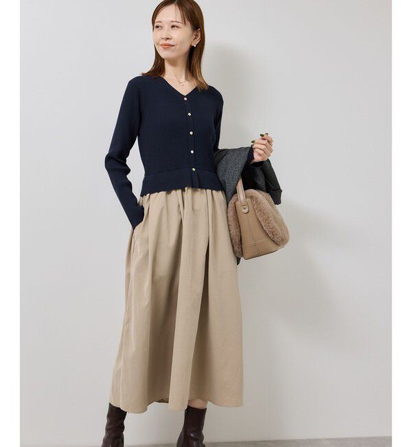 【ロペピクニック/ROPE' PICNIC】 【新色追加】メタル釦ドッキングワンピース