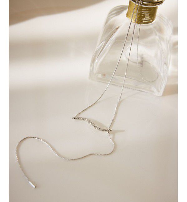 【ロペピクニック/ROPE' PICNIC】 ガラスカーブラインY字ネックレス