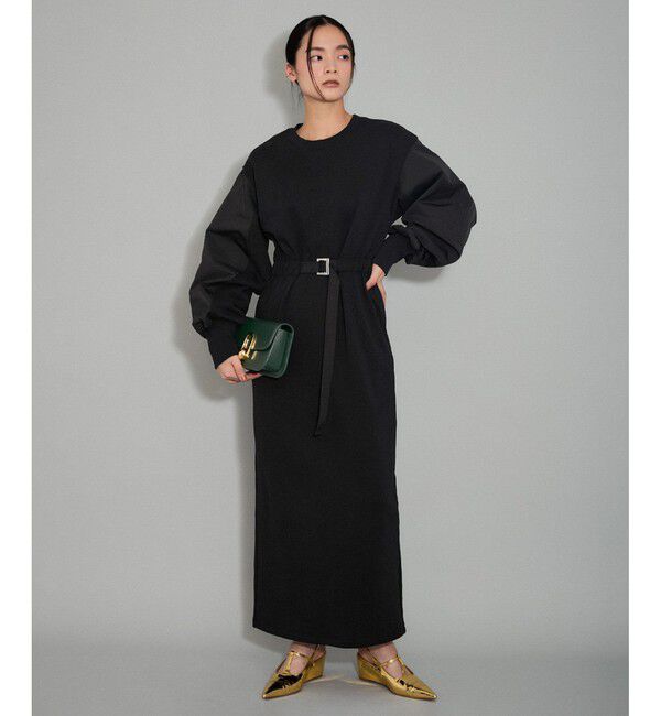 【アダム　エ　ロペ/ADAM ET ROPE’】 【WEB限定】スウェットコンビベルテッドワンピース