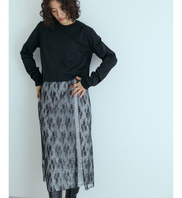 モテ系ファッションメンズ|【アダム　エ　ロペ/ADAM ET ROPE’】 レースコンビロンT