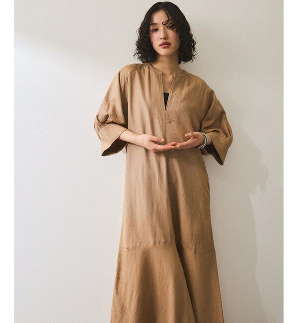 【アダム　エ　ロペ/ADAM ET ROPE’】 【WEB限定】・【新色追加】リネンボリュームスリーブワンピース