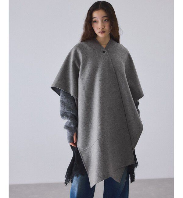 【アダム　エ　ロペ/ADAM ET ROPE’】 カシミアブレンドポンチョストール