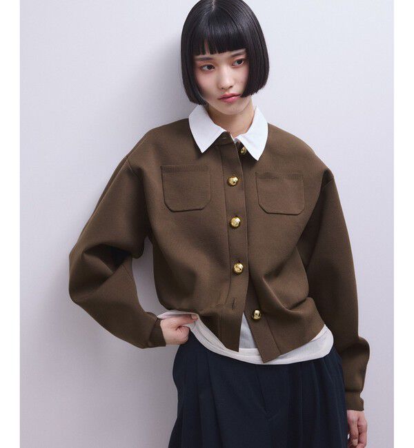 【アダム　エ　ロペ/ADAM ET ROPE’】 【WEB限定】・【サステナブル】カラー付きカーディガン