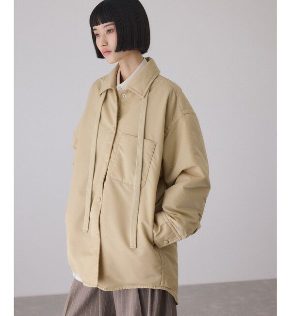 【アダム　エ　ロペ/ADAM ET ROPE’】 【サステナブル】ボンバーツイルパデットシャツブルゾン/撥水