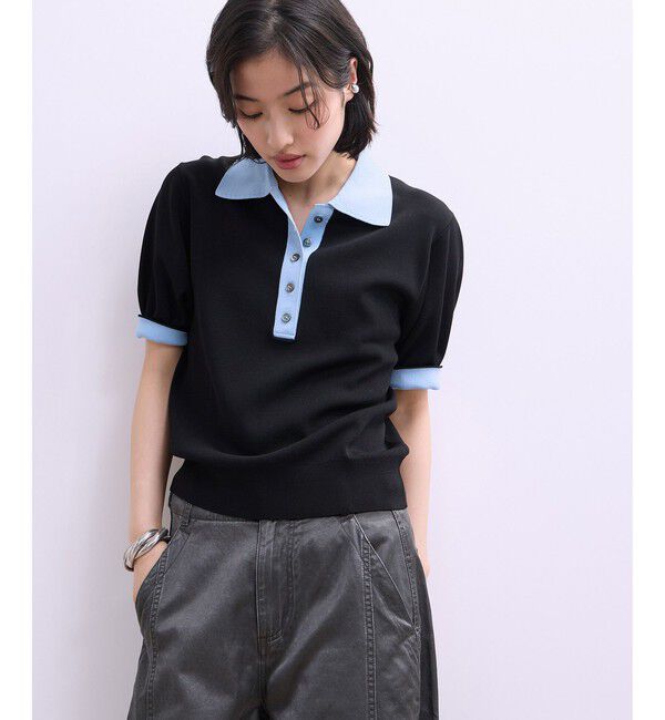 WEB限定】・【サステナブル】バイカラーポロニットプルオーバー（ADAM
