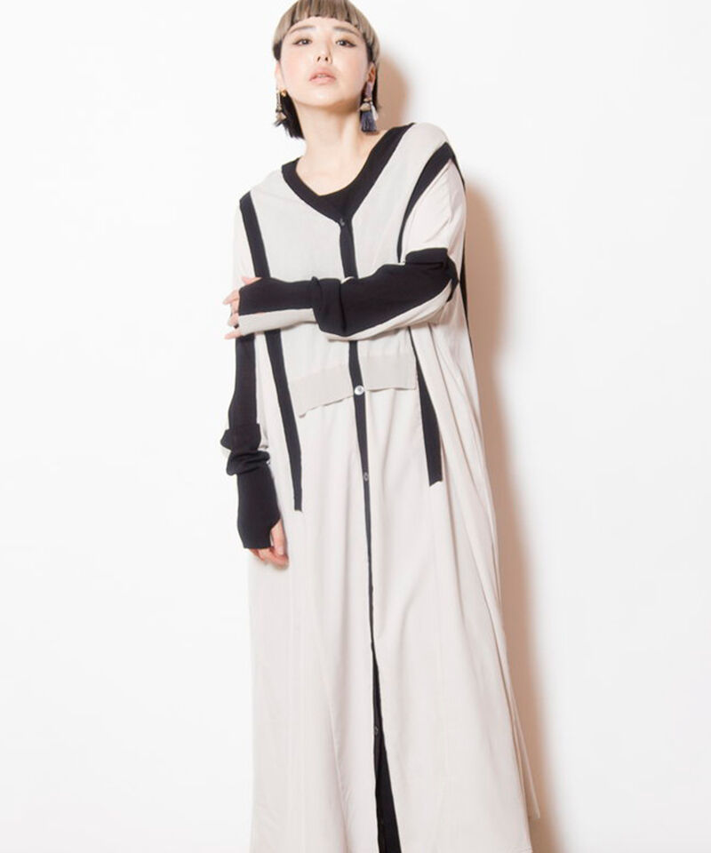 【オズモーシス/OSMOSIS】 2WAYバイカラーニットワンピース