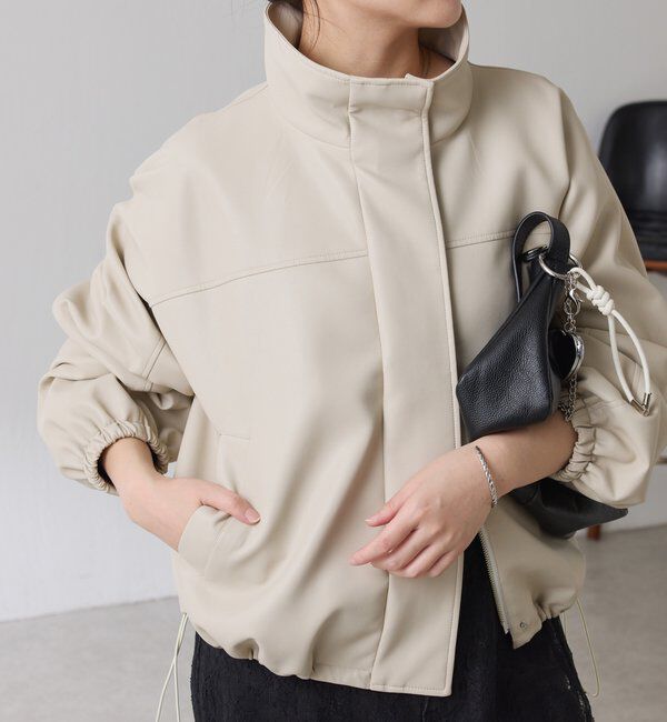 【コラージュ　ガリャルダガランテ/COLLAGE GALLARDAGALANTE】 レザータッチスタンドブルゾン