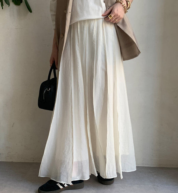 【ドゥドゥ/DOUDOU】 シアーパネルプリーツスカート