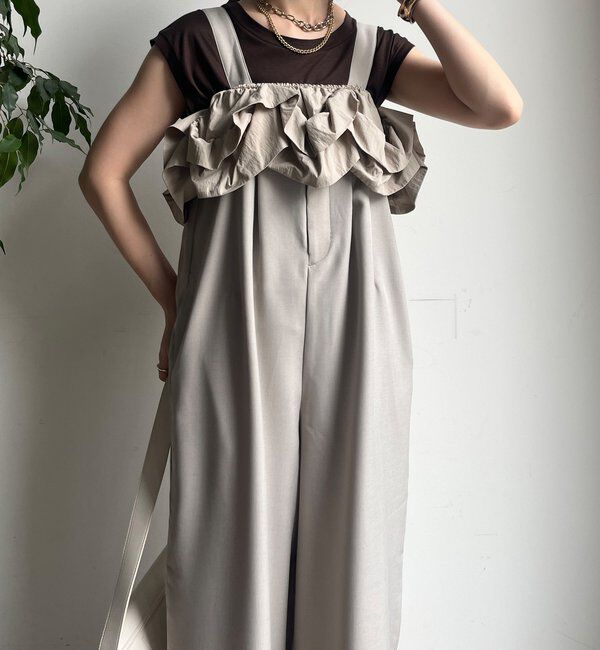 【ドゥドゥ/DOUDOU】 【WEB限定】フリル付キャミサロペット