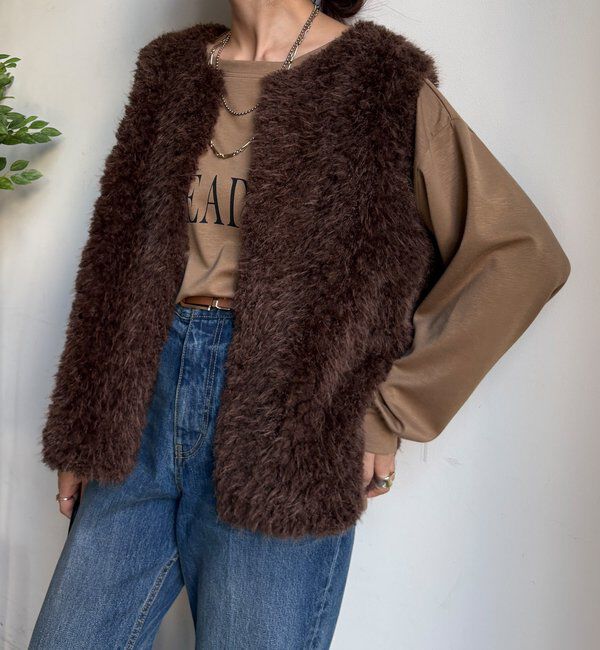 メンズファッションオススメ|【ドゥドゥ/DOUDOU】 フェイクカシミヤファーベスト