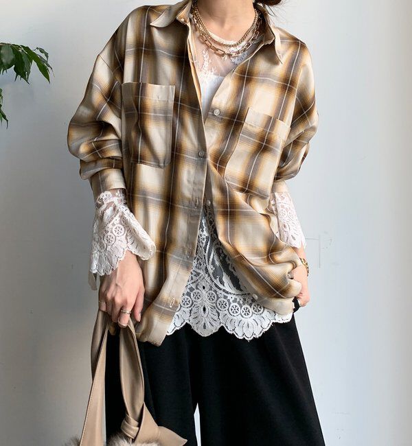 【ドゥドゥ/DOUDOU】 オンブレチェックドロストシャツ