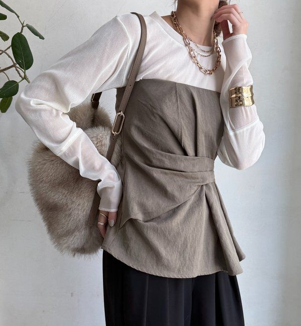 ファッションメンズお薦め|【ドゥドゥ/DOUDOU】 【新色追加】チュールフロッキーシアー切替TEE