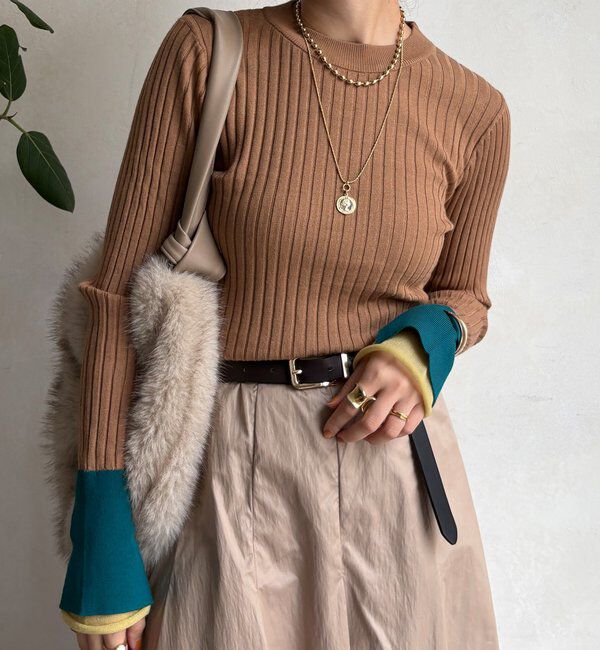 【ドゥドゥ/DOUDOU】 【WEB限定】レイヤード配色シアースリーブプルオーバー