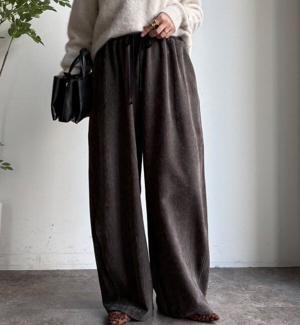 【ドゥドゥ/DOUDOU】 ヘリンボーンコーデュロイイージーパンツ